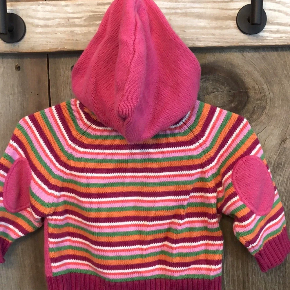 Children’s Place Stripe Colorblock Zippered Hooded Sweater Pink 3-6 months